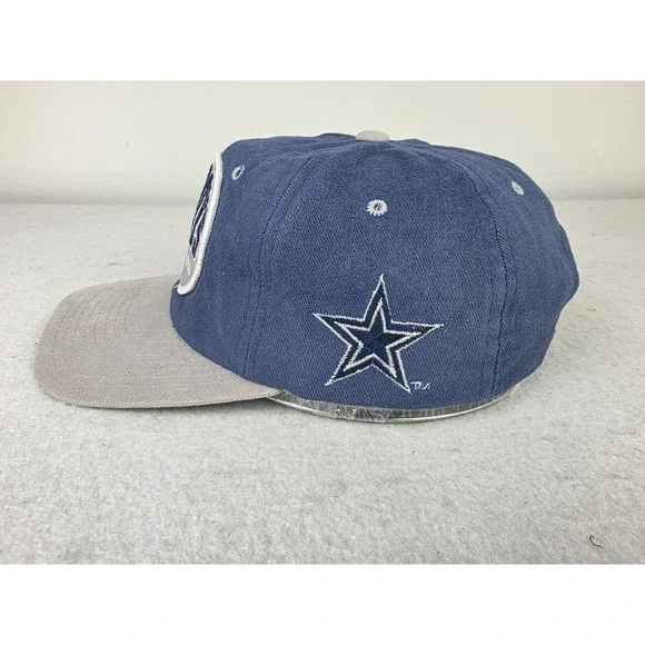 Vintage Dallas Cowboys Nutmeg Snapback‎ Hat Blue Silver Patch Cap